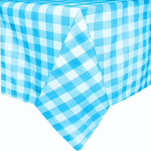 Turquoise Gingham Check Cotton Table Cloth