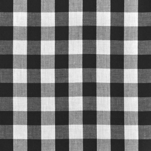Black Gingham Check Polycotton Fabric