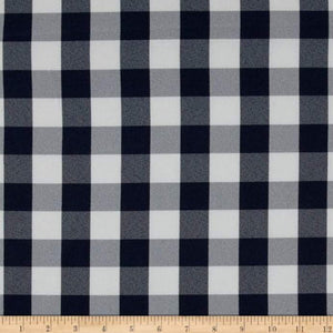 Navy Blue Gingham Check Polycotton Fabric