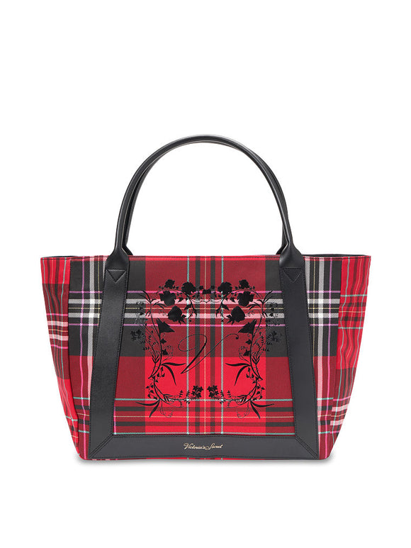 Victoria's Secret New! Plaid Tote (Red/ Black)