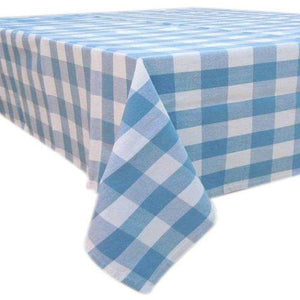 Sky Blue Gingham Check Cotton Table Cloth