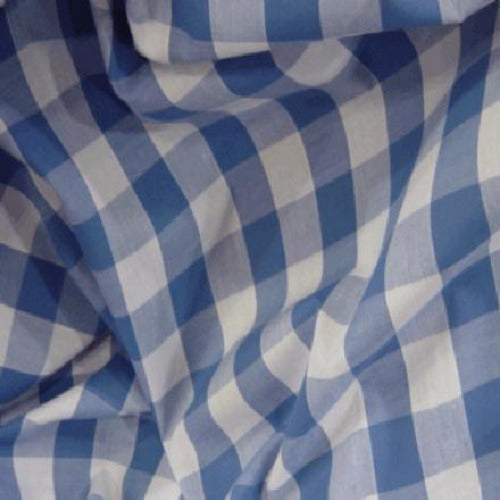 Sky Blue Gingham Check Polycotton Fabric