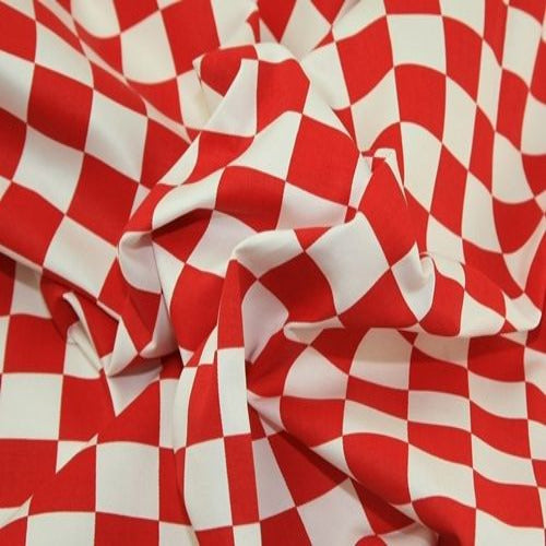 Red Chef Check Drill Cotton Fabric