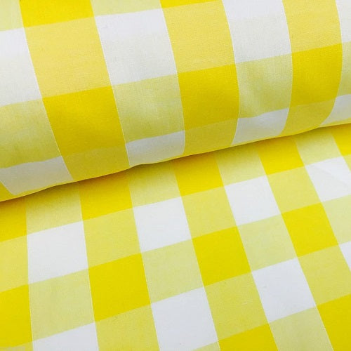 Yellow Gingham Check Polycotton Fabric
